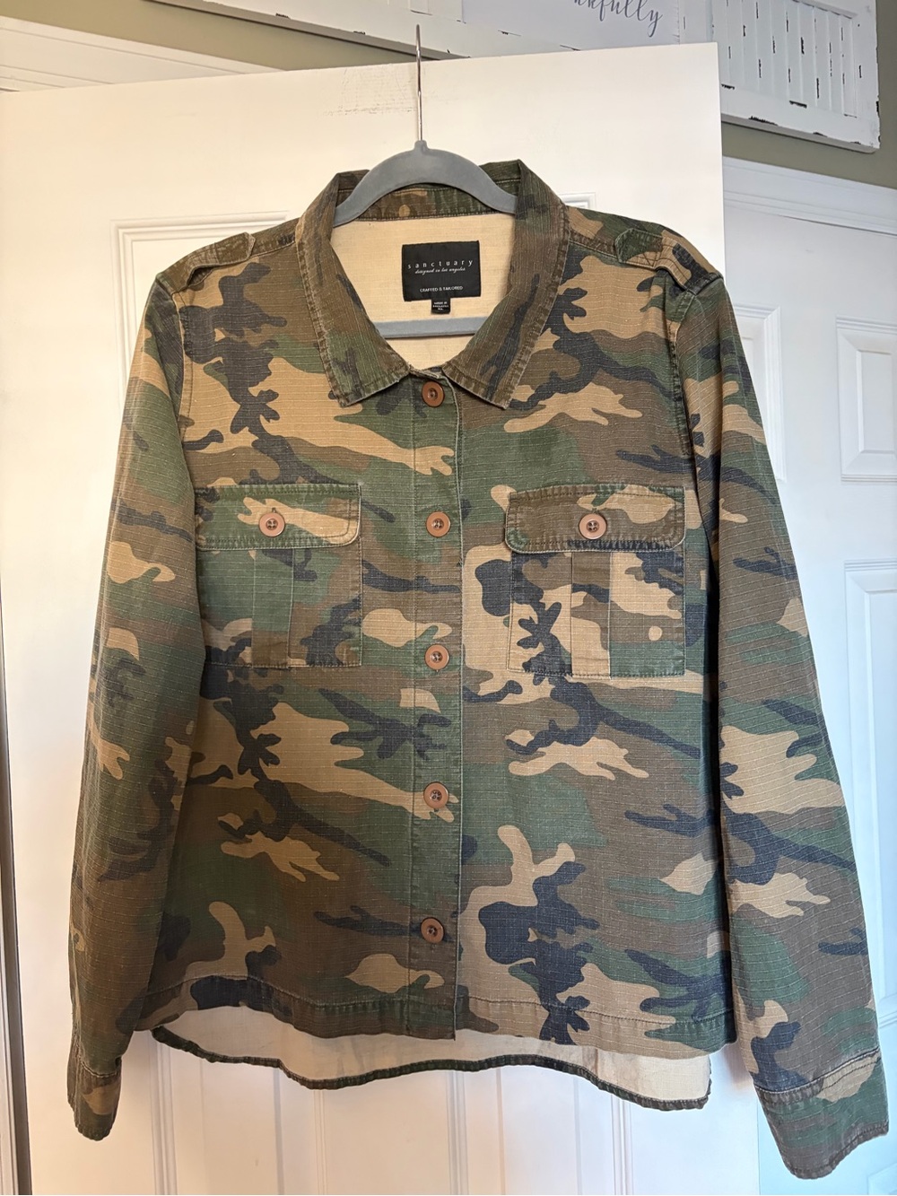 Sanctuary Clothing Camo Rip Stop Skater Jacket/Shirt Size XL - Picture 2 of 6